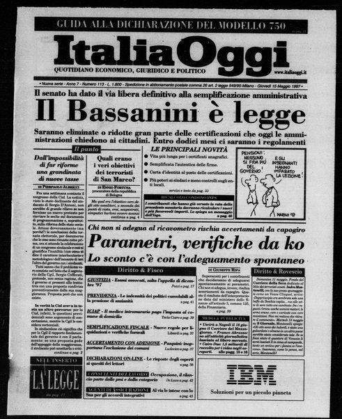 Italia oggi : quotidiano di economia finanza e politica